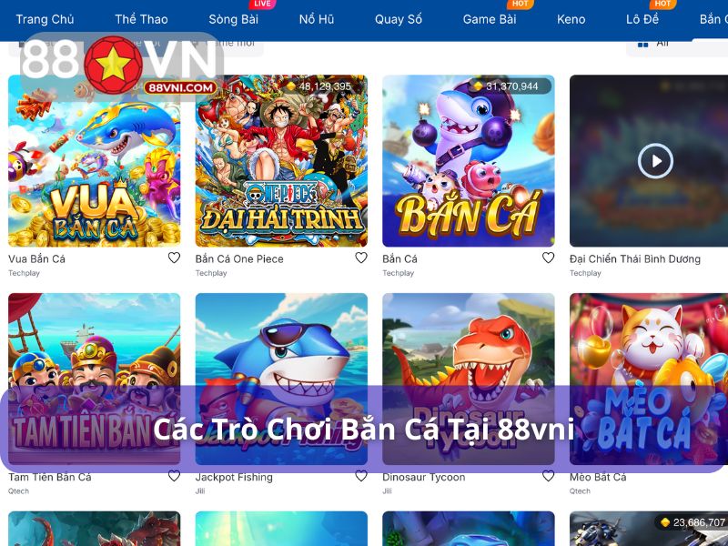 Một số game bắn cá nên thử tại 88Vn