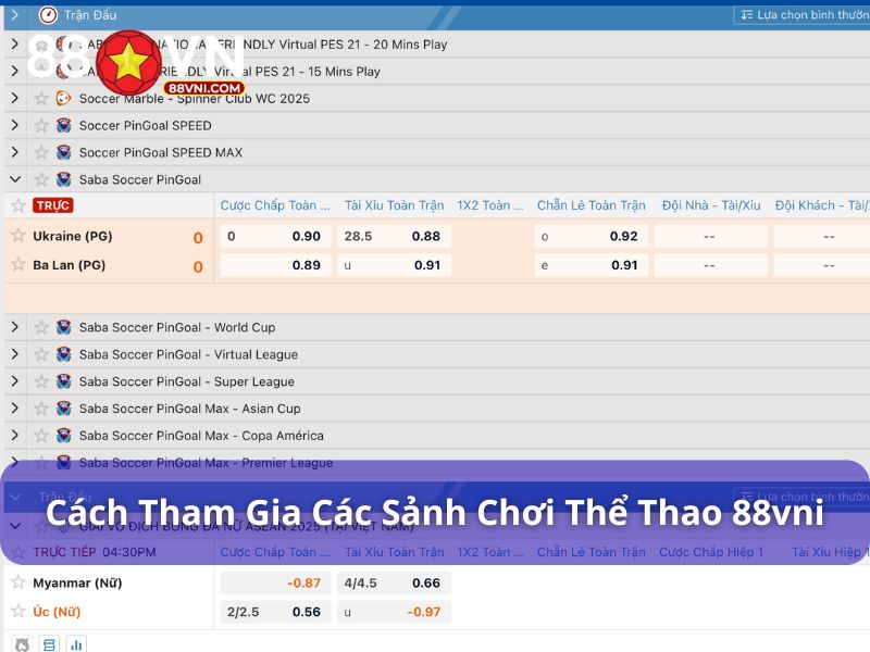 Cách tham gia thể thao tại 88Vn