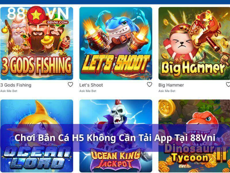 Chơi bắn cá không cần tải app tại 88Vni